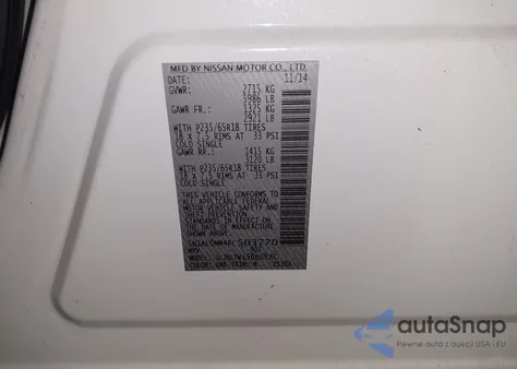 2015 Infiniti Qx60 из США, поврежденный, VIN 5N1AL0MMAFC503770